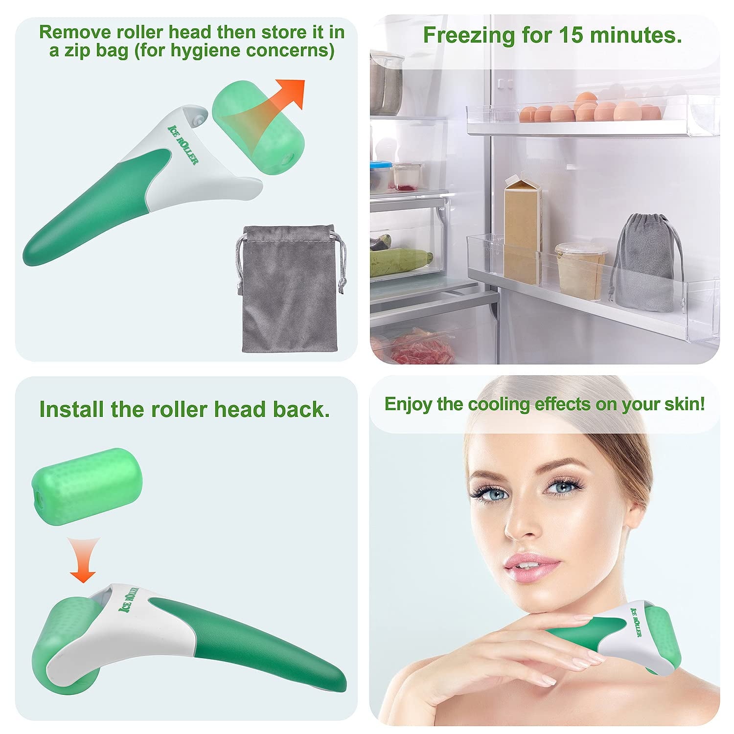 Charmonic 6-in-1 Ice Roller, Jade Roller & Gua Sha Set - detail